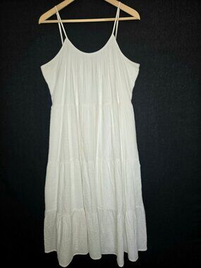 💙 Express White Tiered Maxi Dress Size XL Spaghetti Strap Boho Summer Lined